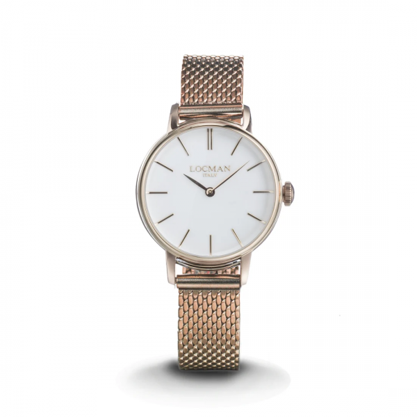 Orologio Locman 1960 Bianco Dorato Rosa Maglia Milano