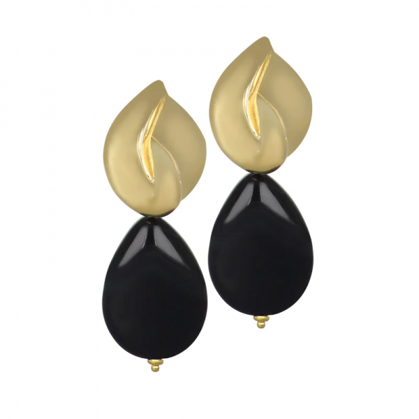 Orecchini con pietra d'onice nero