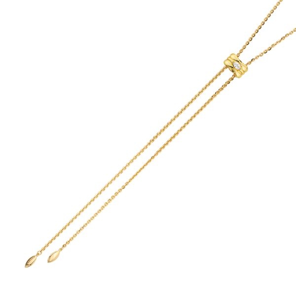 Collana placcata oro giallo lunga con zircone navette fisso